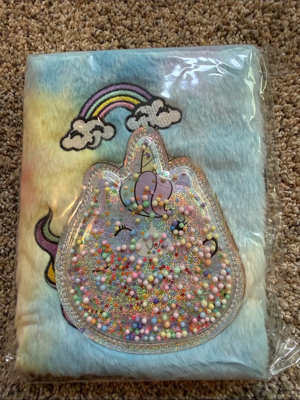 Caticorn Furry Journal Plush Pastel Unicorn Shaker Notebook for Girls